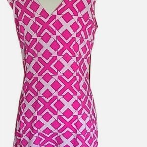 MAHI GOLD Hot Pink Geometric V-Neck Tank Dress